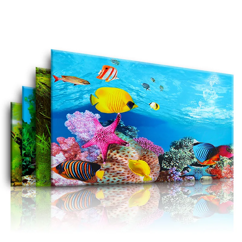 Aquarium Fish Cartoon - Tło do akwarium 3d naklejka plakat